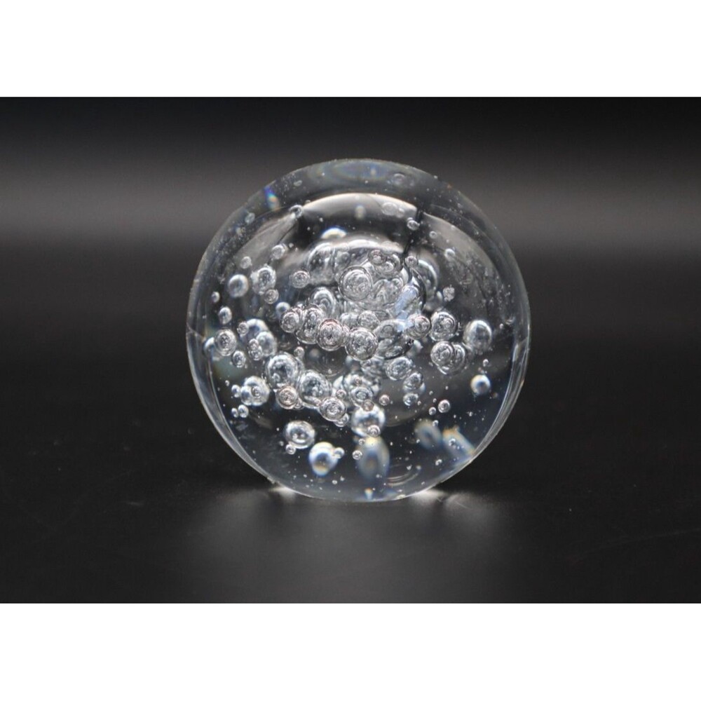 Art Glass Scrying Ball Clear Bullicante Controlled Bubble Paperweight Sphere 3.5